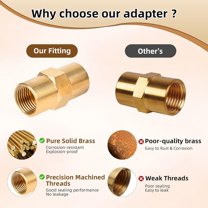Ulreon 2 Pack Brass Inert Arc Hose Coupler Pipe Connector for Welding & Industrial-Grade Sealing,Thread Size 5/8 in, RH Female to RH Female, B Size, AW-430 for W estern Enterprises Adapter Fittings - Image 4
